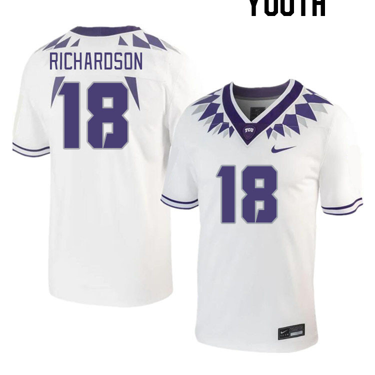 Youth #18 JP Richardson TCU Horned Frogs 2023 College Footbal Jerseys Stitched-White